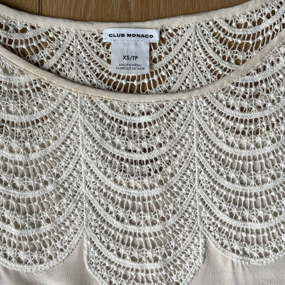 100% Silk Club Monaco Ivory Shirt. XS - Picture 2 of 8